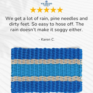 Wicked Good Doormats testimonials - five star rating for Blue, Light Tan, Light Blue Lobster Rope™ Doormat