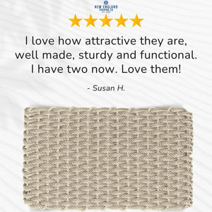 Wicked Good Doormats testimonials - five star rating for Light Tan & Sand Double Weave Lobster Rope™ Doormat