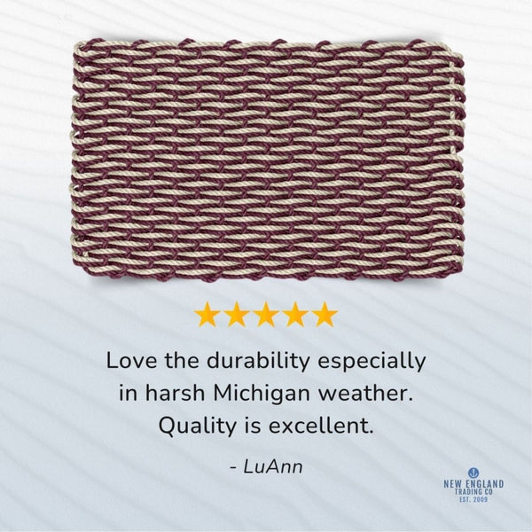 Wicked Good Doormats Testimonials - five star rating for Merlot & Sand Double Weave Lobster Rope™ Doormat