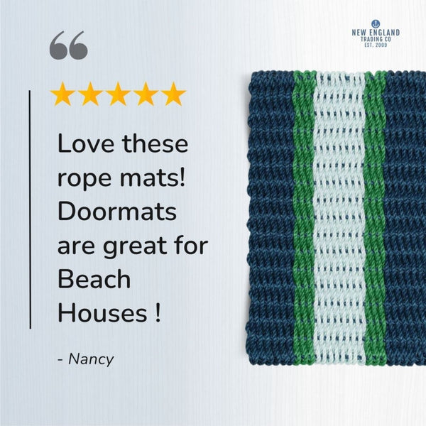 Wicked Good Doormats Testimonials - five star rating for Navy, Green, Seafoam Lobster Rope™ Doormat