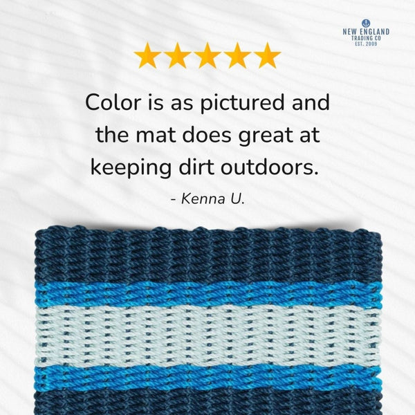 Wicked Good Doormats Testimonials - five star rating for Navy, Light Blue, Seafoam Lobster Rope™ Doormat
