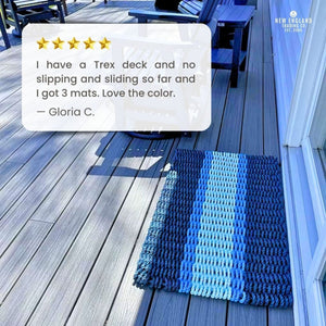 Wicked Good Doormats Testimonials - five star rating for Navy, Light Blue, Seafoam Lobster Rope™ Doormat