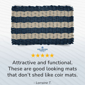 Wicked Good Doormats testimonials - five star rating for Navy & Light Tan Cabana Stripes Lobster Rope™ Doormat