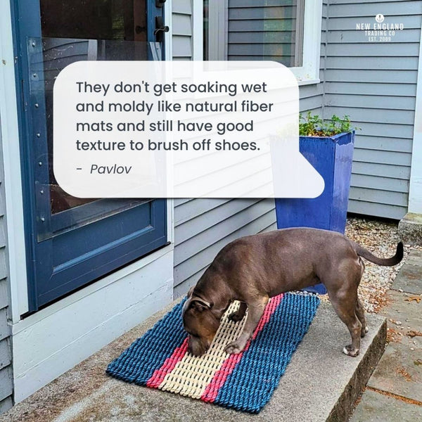 Wicked Good Doormats Testimonials - five star rating for Navy, Nantucket Red, Light Tan Lobster Rope™ Doormat