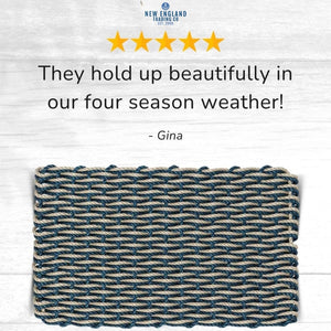 Wicked Good Doormats Testimonials - five star rating for Navy & Sand Double Weave Lobster Rope™ Doormat