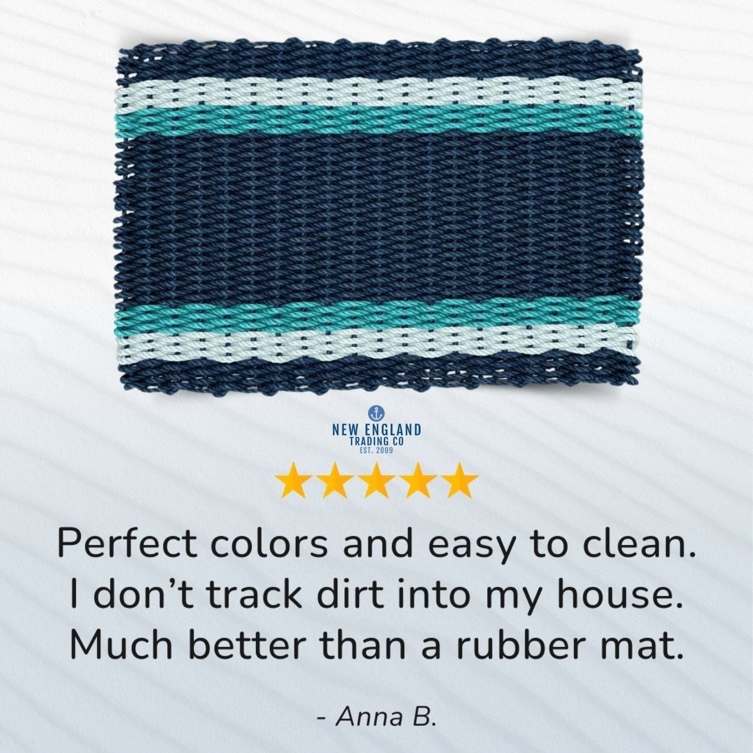 Lobster Rope Outdoor Doormat, Front Door Mat in Navy, Seafoam, Teal