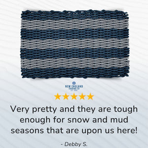 Wicked Good Doormats testimonials - five star rating for Navy & Silver Cabana Stripes Lobster Rope™ Doormat