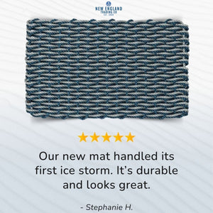 Wicked Good Doormats Testimonials - five star rating for Navy & Silver Double Weave Lobster Rope™ Doormat