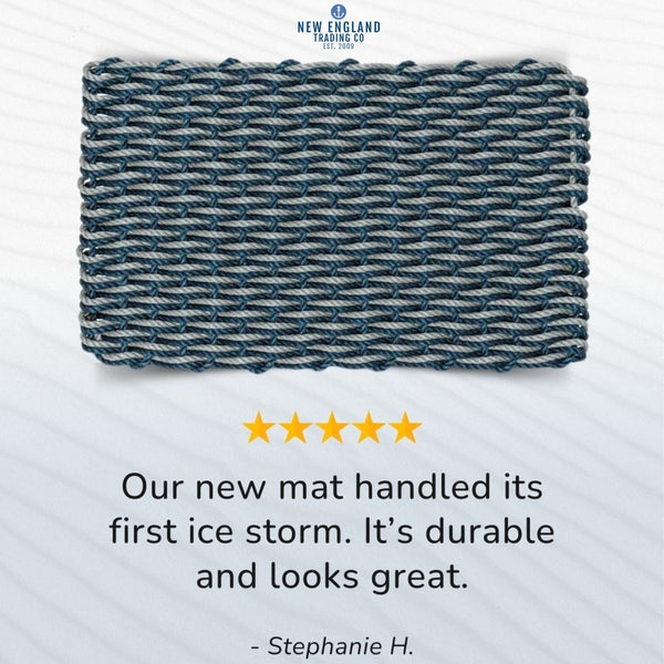 Wicked Good Doormats Testimonials - five star rating for Navy & Silver Double Weave Lobster Rope™ Doormat