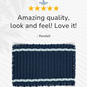 Wicked Good Doormats testimonials - five star rating for Navy with Seafoam Tailored Stripes Lobster Rope™ Doormat