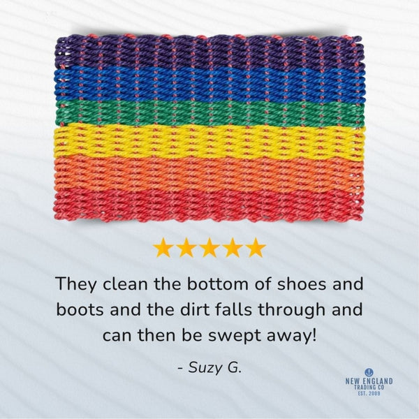 Wicked Good Doormats Testimonials - five star rating for Rainbow Stripe Lobster Rope™ Doormat