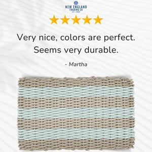 Wicked Good Doormats testimonials - 5 star rating for Sand & Seafoam Cabana Stripes Lobster Rope™ Doormat