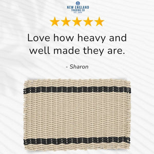 Wicked Good Doormats testimonials - 5 star rating for Sand with Black Tailored Stripes Lobster Rope™ Doormat