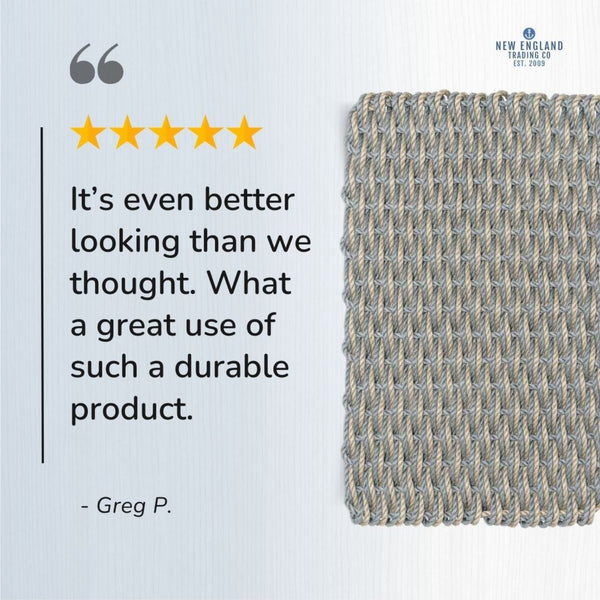 Wicked Good Doormats testimonials - 5 star rating for Silver & Sand Double Weave Lobster Rope™ Doormat