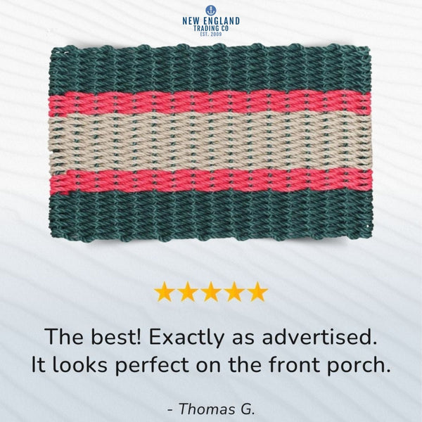 Wicked Good Doormats testimonials - 5 star rating for Christmas Green & Nantucket Red Lobster Rope™ Doormat