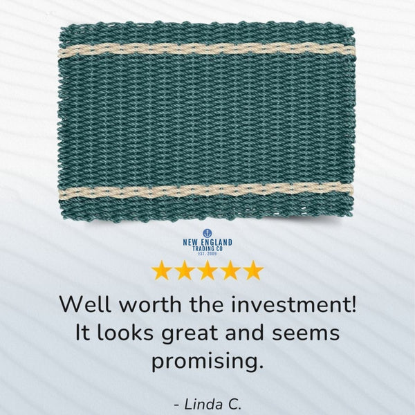 Wicked Good Doormats testimonials - five star rating for Spruce with Light Tan Tailored Stripes Lobster Rope™ Doormat
