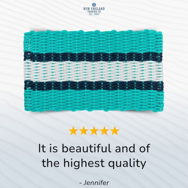 Wicked Good Doormats testimonials - 5 star rating for Teal, Navy, Seafoam Lobster Rope™ Doormat