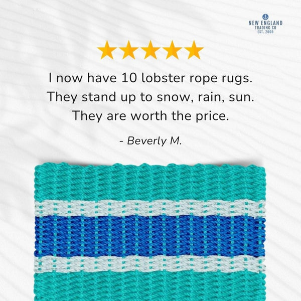 Wicked Good Doormats testimonials - 5 star rating for Teal, Seafoam, Blue Lobster Rope™ Doormat