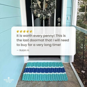 Wicked Good Doormats testimonials - 5 star rating for Teal, Seafoam, Blue Lobster Rope™ Doormat