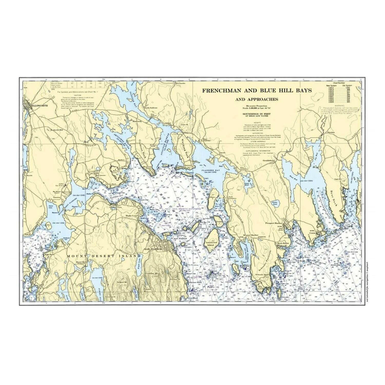 Nautical Chart Placemats, Locations in Maine