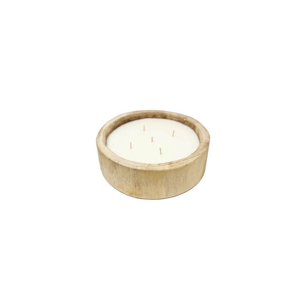 Paulownia wood bowl candle with subtle palo santo fragrance