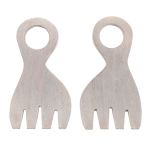 Mango wood salad serving set with claw design