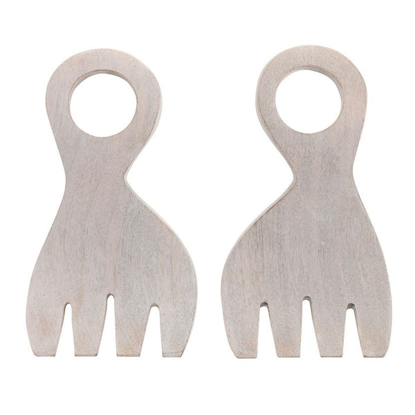 Mango wood salad serving set with claw design