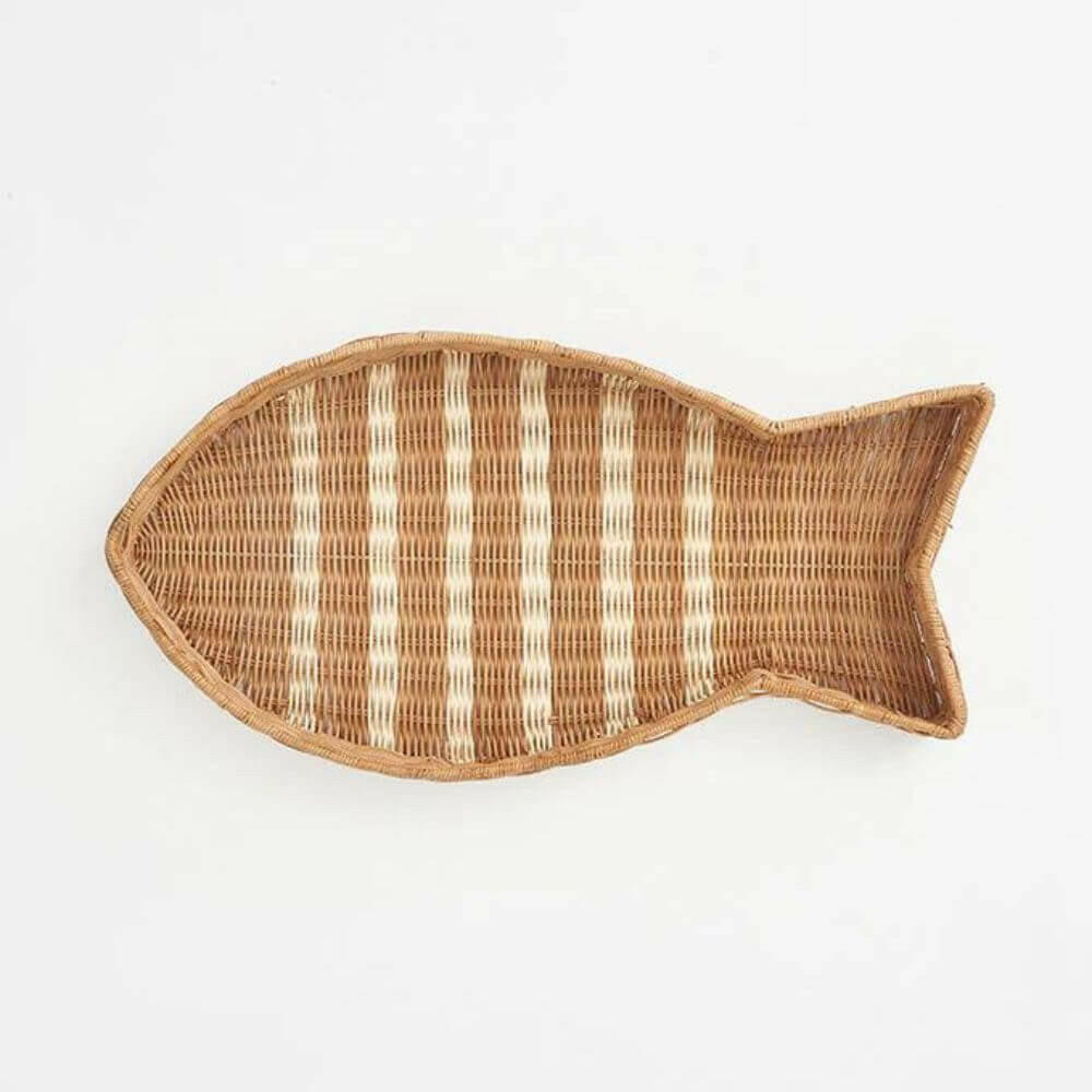 Woven Rattan Fish Shaped Serving Tray