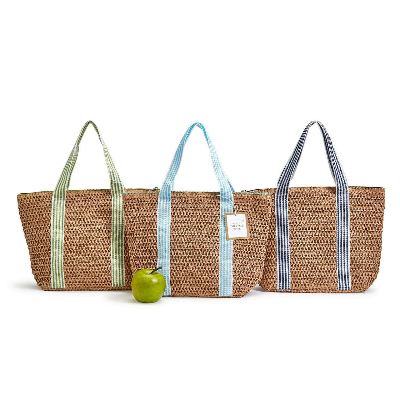 Raffia & Stripes Woven Thermal Lunch Tote