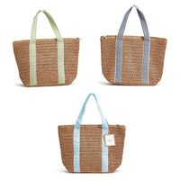 Thumbnail for Raffia & Stripes Woven Thermal Lunch Tote