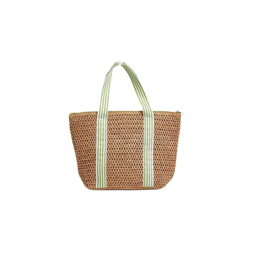 Raffia & Stripes Woven Thermal Lunch Tote