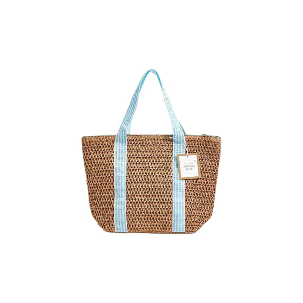 Raffia & Stripes Woven Thermal Lunch Tote