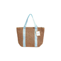 Thumbnail for Raffia & Stripes Woven Thermal Lunch Tote