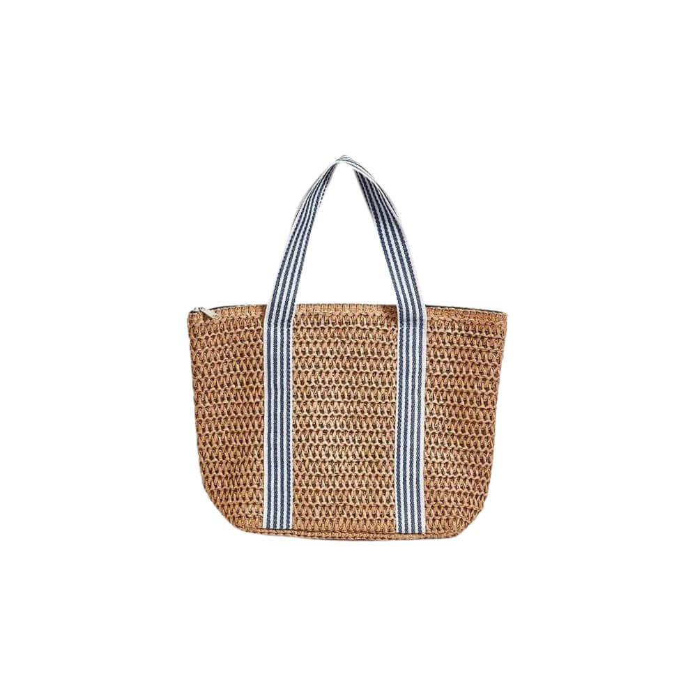 Raffia & Stripes Woven Thermal Lunch Tote