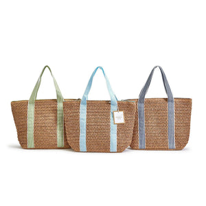 Raffia & Stripes Woven Thermal Lunch Tote