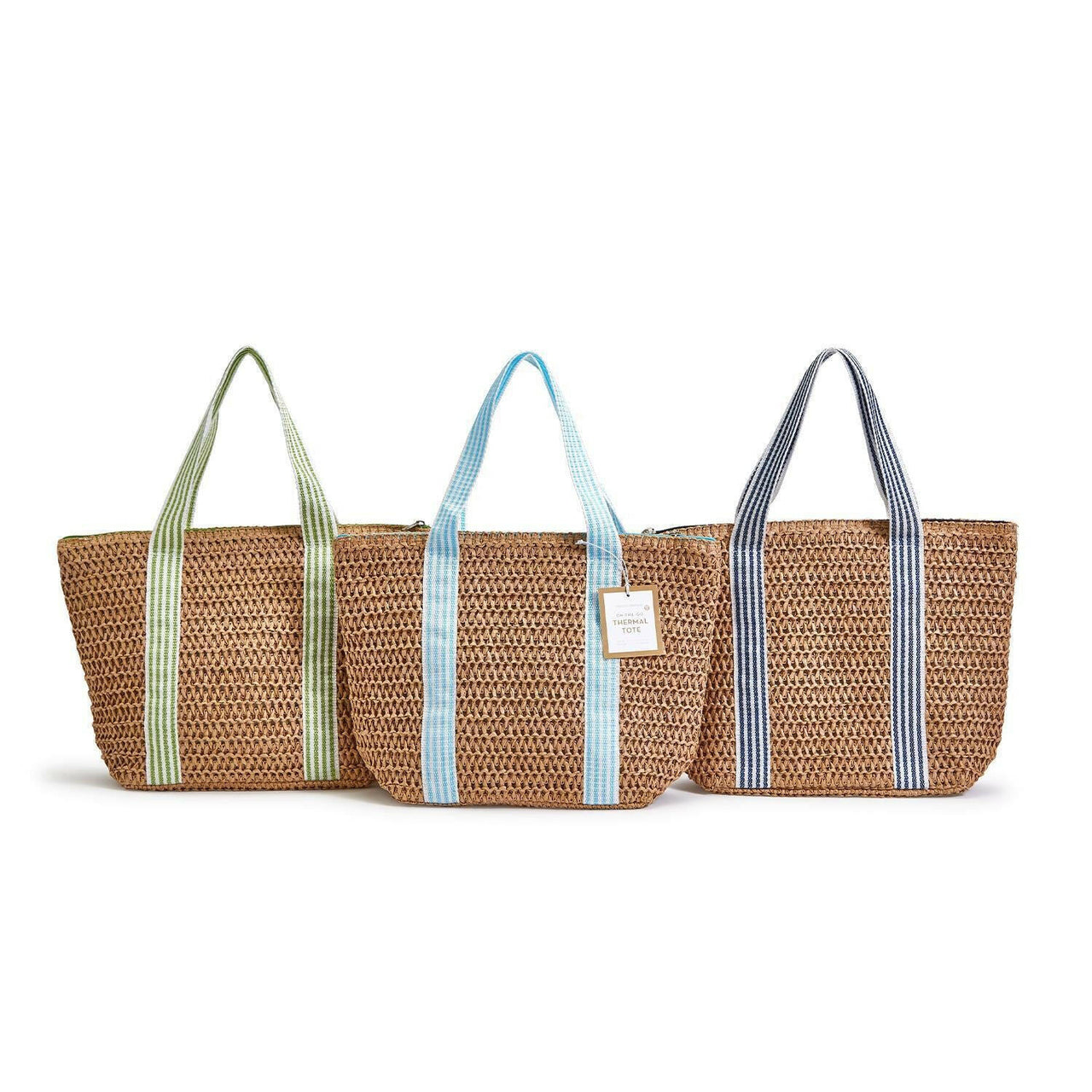 Raffia & Stripes Woven Thermal Lunch Tote