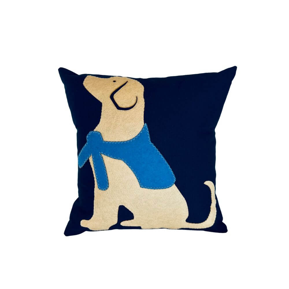 Heritage Yellow Lab Pillow, Navy 18”
