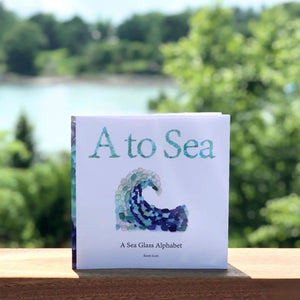 A To Sea Sea Glass Alphabet Book Displayed Outdoors, Beach Inspired Children’s Book And Coastal Gift