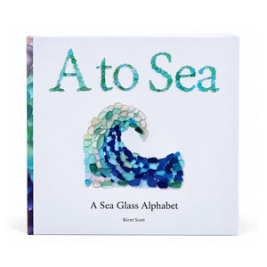 A To Sea Sea Glass Alphabet Book With Surf Tumbled Beach Glass Mosaic Artwork, Coastal Gift For Babies And Families