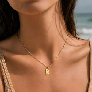 Gold Anchor Charm Necklace Worn On Woman, Dainty Faith Jewelry, Hebrews 6:19 Necklace And Hope Gift