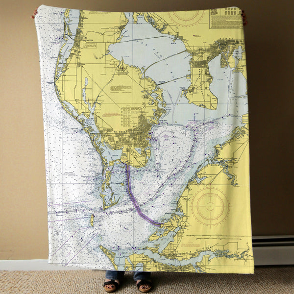 Nautical Chart Blankets, Florida Coastal Maps