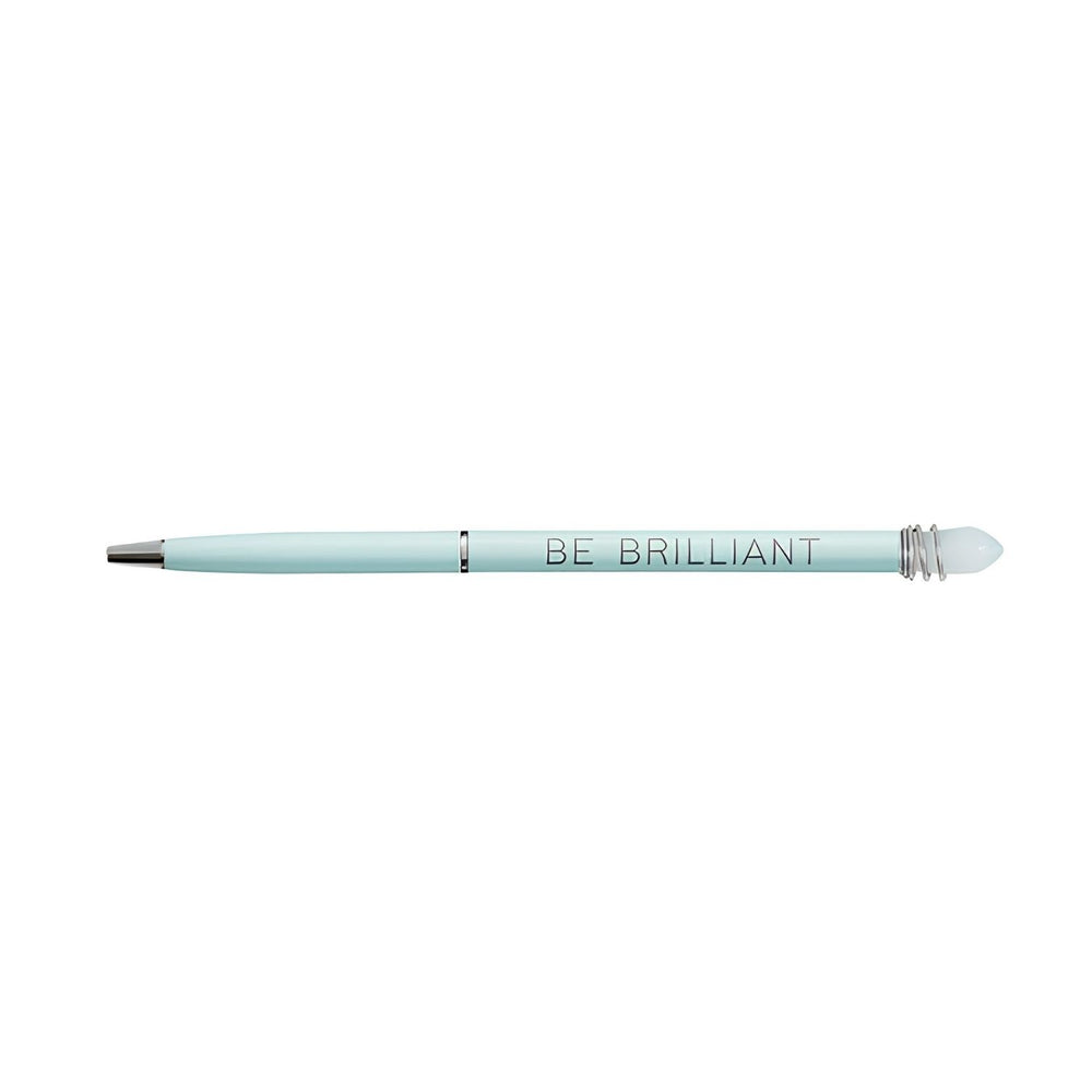 Blue Be Brilliant Crystal Pen With Glass Accent, Inspirational Writing Pen, Stationery, Desk Accessory, Office Supplies