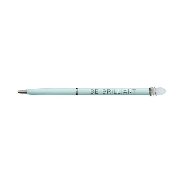 Blue Be Brilliant Crystal Pen With Glass Accent, Inspirational Writing Pen, Stationery, Desk Accessory, Office Supplies