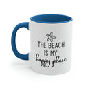 The Beach Is My Happy Place Ceramic Coffee Mug in Light Blue, Coastal Mug, Beach House Gift, Nautical Gift Idea
