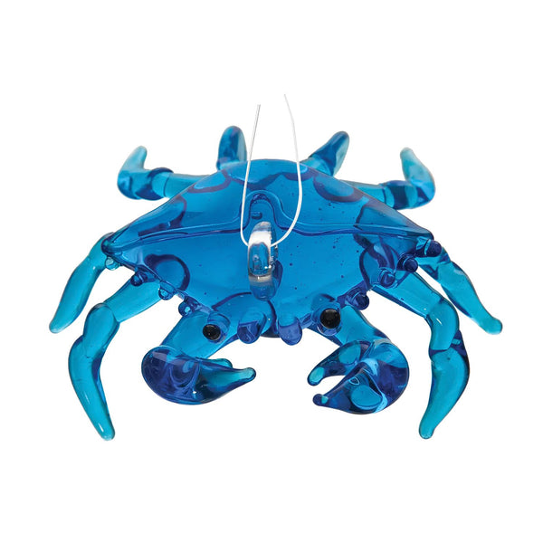 Blue Crab Glass Christmas Ornament With Vibrant Blue Color And Detailed Coastal Marine Life Design