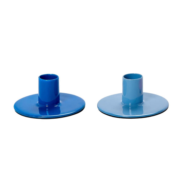 Blue Metal Taper Candlestick Holder