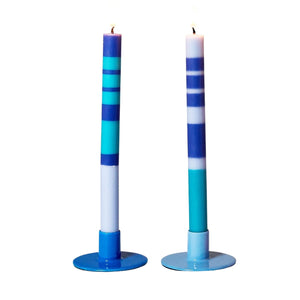 Blue Metal Taper Candlestick Holder