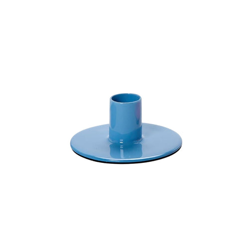 Blue Metal Taper Candle Holder, Light Blue