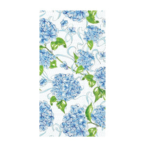 Blue Hydrangeas Paper Guest Towels Pack of 16 with Watercolor Floral Design, Soft Printed 3 Ply Guest Napkins for Coastal Bathroom and Garden Party Decor
