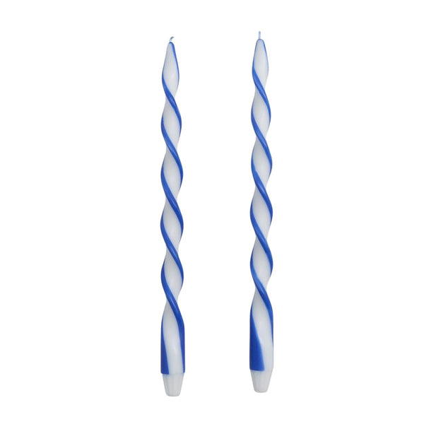 Blue Ribbon Twist Taper Candles, Set of 2, 15.75-Inch Hand-Poured Candles 